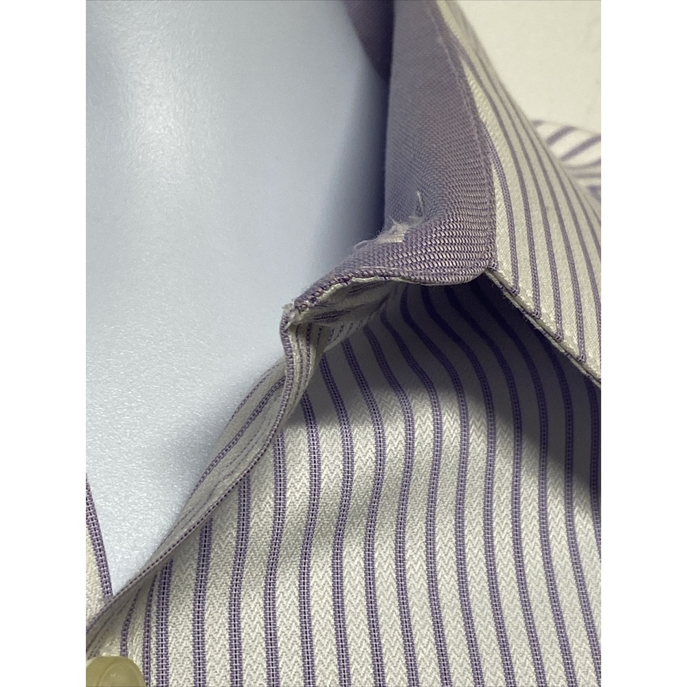JHane Barnes Men's Dress Shirt Purple Pin Stripe Fitted Non-Iron size 16 - Picture 4 of 6
